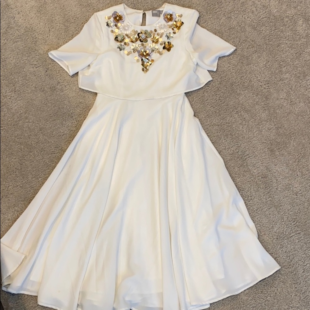 White dress with sequin neckline